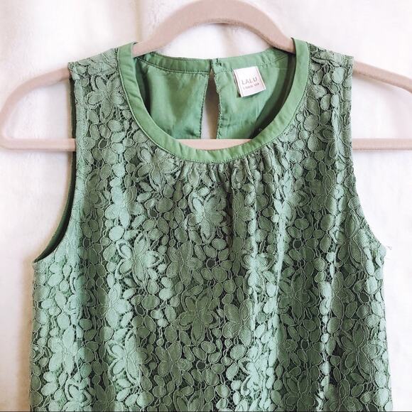 LALU Green Lace Button-Back Mini Dress - Picture 2 of 13